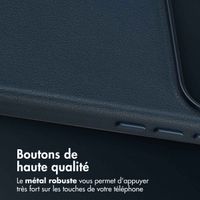 Accezz Coque arrière en cuir avec MagSafe Apple iPhone 17 Pro Max - Nightfall Blue