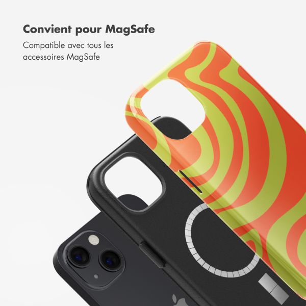 Selencia Coque arrière Vivid avec MagSafe Apple iPhone 13 - Wavy Swirl Orange Fern