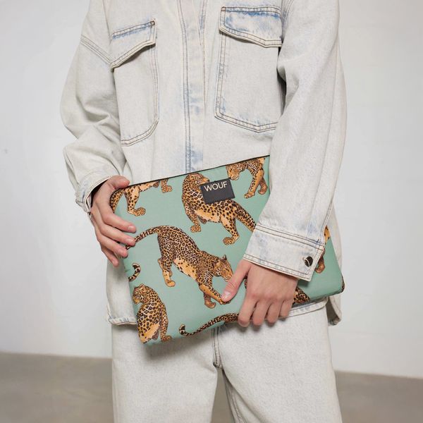 Wouf Daily Pochette ordinateur 13-14 pouces - Emerald Leopard