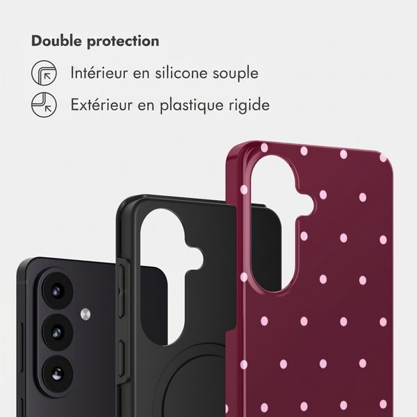Selencia Coque arrière Vivid avec MagSafe Samsung Galaxy S26 FE - Happy Dots Burgundy