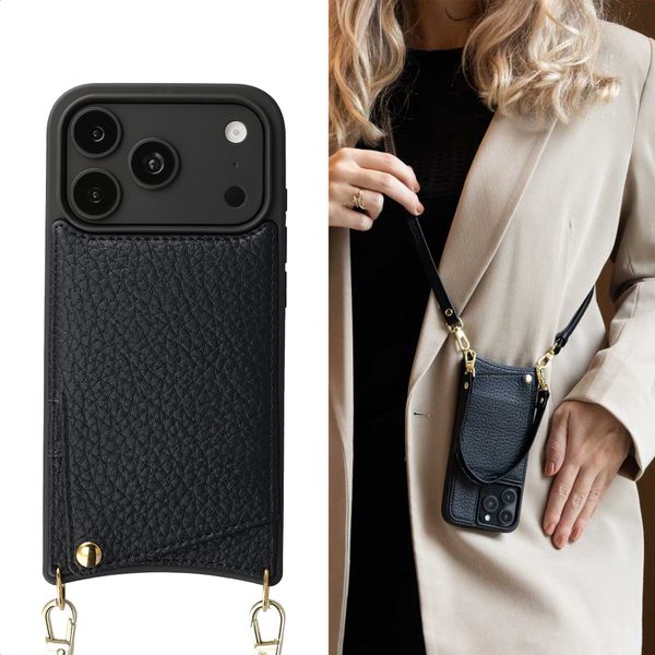 Selencia Coque de télephone Nova avec cordon et porte-cartes Apple iPhone 18 Pro Max / 17 Pro Max - Noir