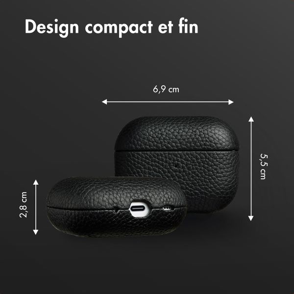 Accezz Coque en cuir véritable  Apple AirPods Pro 2 - Noir
