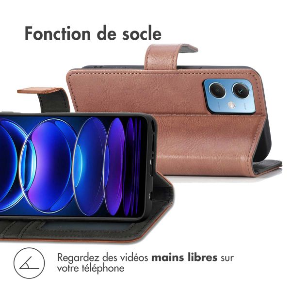 imoshion Étui de télephone portefeuille de luxe Xiaomi Redmi Note 12 - Marron