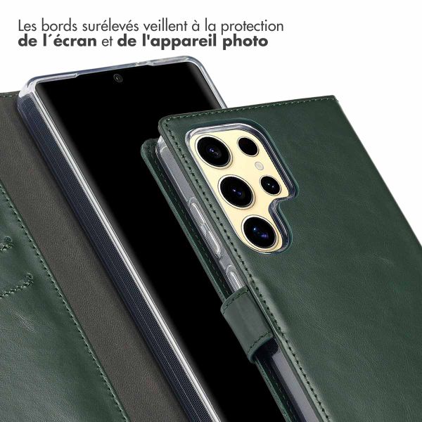 Selencia Étui portefeuille en cuir véritable Samsung Galaxy S25 Ultra - Vert