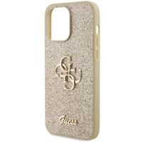 Guess Coque 4G Metal Logo Glitter Apple iPhone 15 Pro Max - Doré
