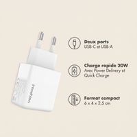 imoshion Wall Charger - Chargeur - Connexion USB-C et USB - Power Delivery - 20 Watt - Blanc