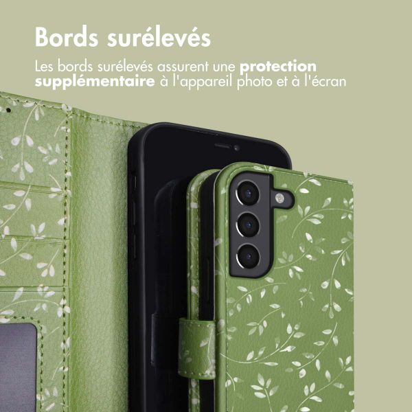 imoshion Étui de télephone portefeuille Design Samsung Galaxy S21 - Green Flowers