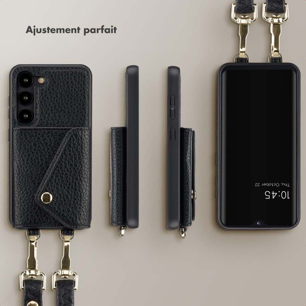 Selencia Coque de télephone Sera avec cordon et porte-cartes enveloppe Samsung Galaxy S23 - Noir