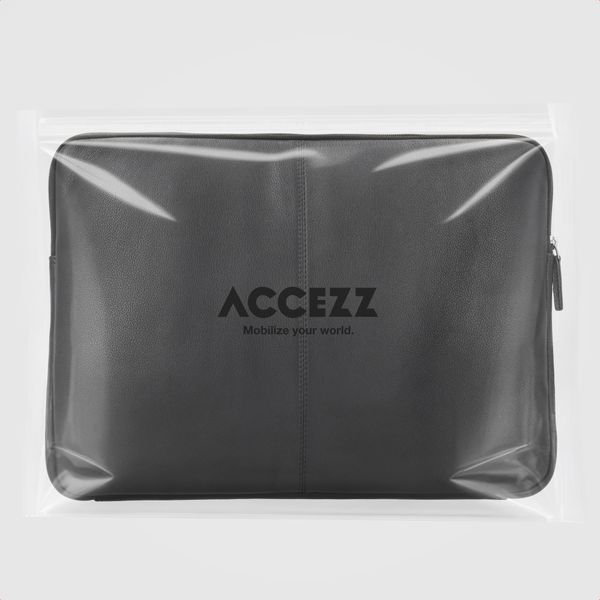 Accezz Pochette ordinateur Leather avec fermeture éclair 13-14 pouces - Noir