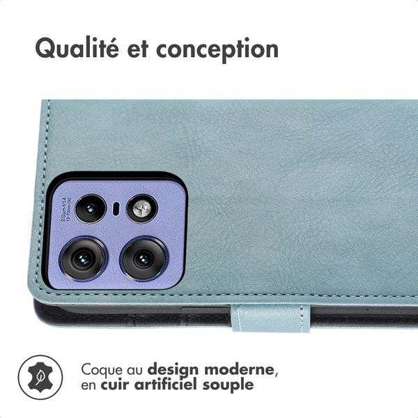 imoshion Étui de télephone portefeuille de luxe Motorola Thinkphone 25 / Edge 50 Neo / Edge 60 Neo - Bleu clair