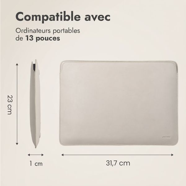 Accezz Housse ordinateur cuir 13 pouces - Beige