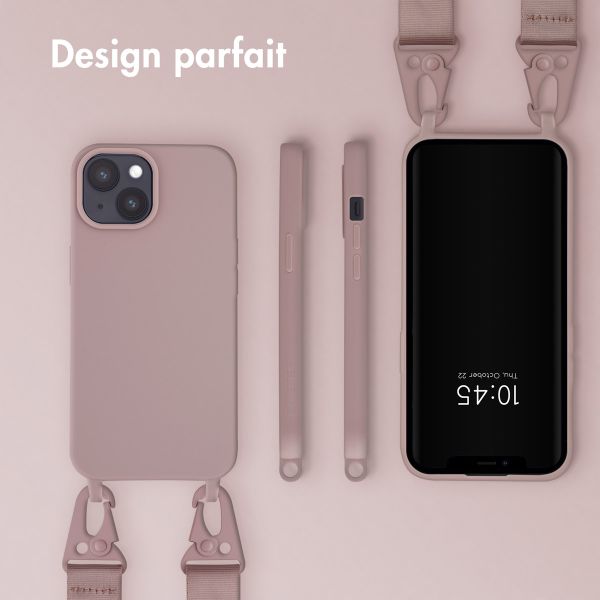 Selencia Coque silicone avec cordon amovible Apple iPhone 15 - Sand Pink