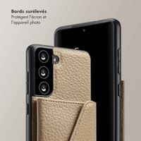 Selencia Coque de télephone Sera avec cordon et porte-cartes enveloppe Samsung Galaxy S21 FE - Taupe