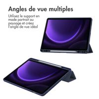 imoshion Coque tablette rigide Trifold Samsung Galaxy Tab S9 11.0 pouces / Tab S10 FE / S9 FE 10.9 pouces - Bleu foncé