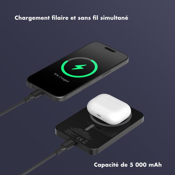 Selencia Powerbank Vivid 5 000 mAh - MagSafe et Qi - Black / Swirl Black