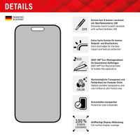 Displex Protection d'écran en verre trempé Privacy Apple iPhone 15 Plus / 15 Pro Max / 16 Plus