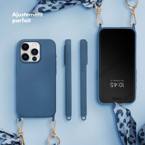 Selencia Coque avec dragonne de luxe Apple iPhone 15 Pro - Bleu