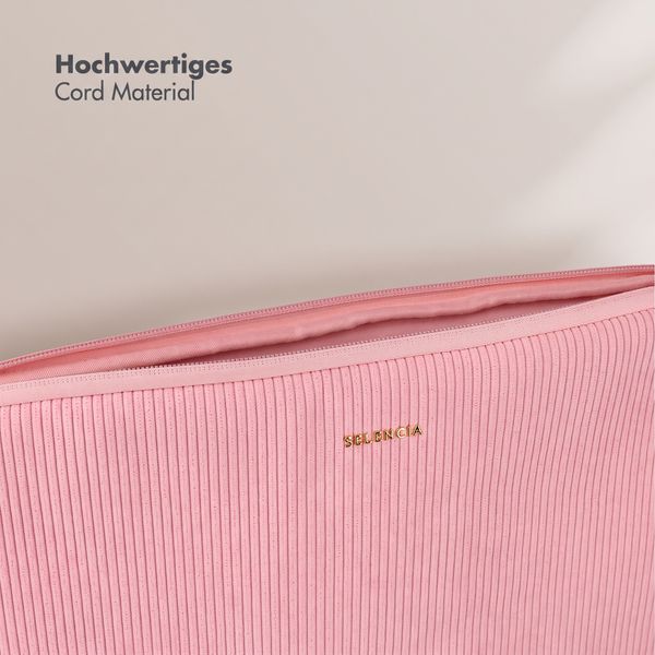 Selencia Pochette ordinateur Corduroy 15-16 pouces - Soft Blush