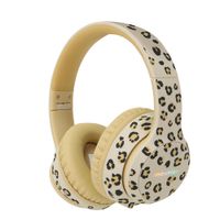 imoshion Édition Spéciale - Casque sans fil pour enfants avec imprimé léopard LED Light - Limiteur de décibels - Avec câble AUX - Léopard