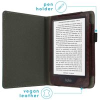 imoshion Étui de liseuse portefeuille en cuir végan Kobo Clara 2E / Tolino Shine 4 - Marron foncé