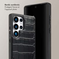 Selencia Coque de télephone Nova Croco avec cordon et porte-cartes Samsung Galaxy S25 Ultra - Noir