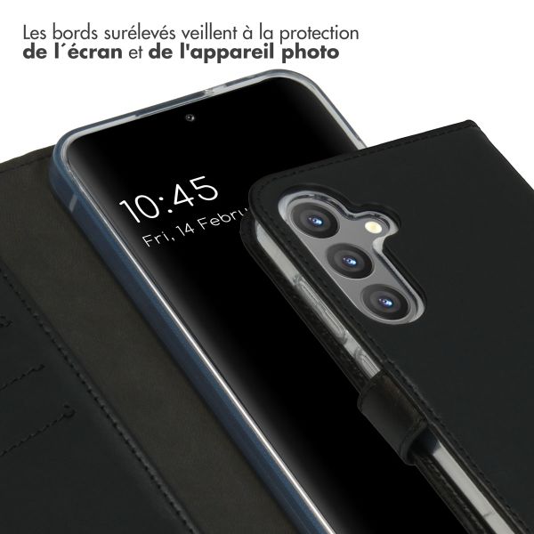Selencia Étui portefeuille en cuir véritable Samsung Galaxy S24 Plus - Noir