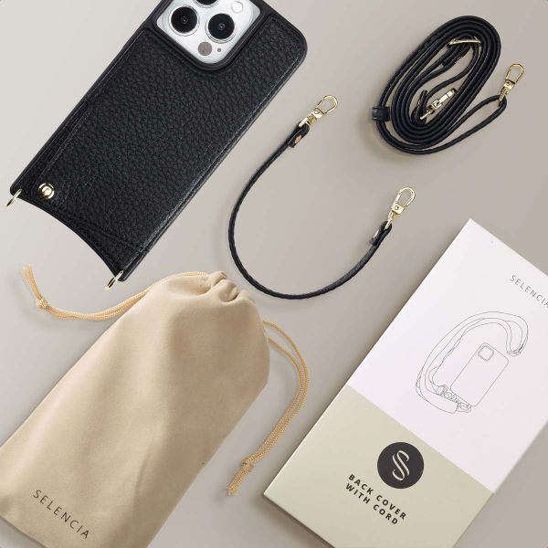 Selencia Coque de télephone Nova avec cordon et porte-cartes Apple iPhone 13 Pro - Noir