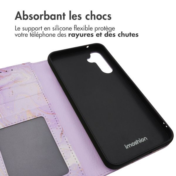 imoshion Étui de télephone portefeuille Design Samsung Galaxy A34 (5G) - Purple Marble