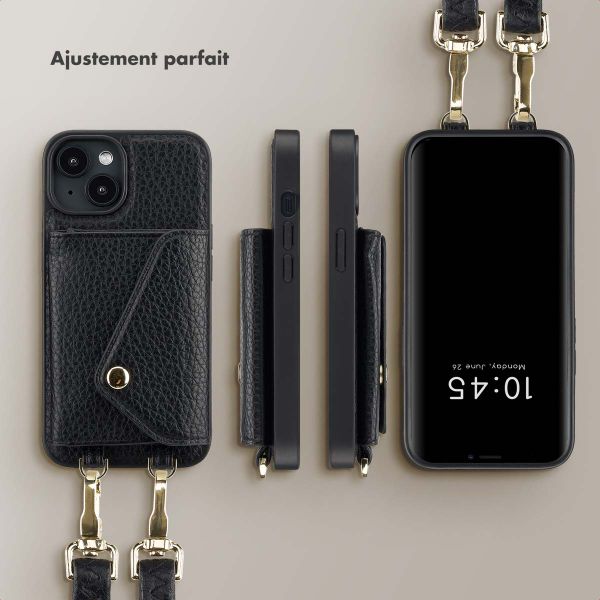 Selencia Coque de télephone Sera avec cordon et porte-cartes enveloppe Apple iPhone 14 - Noir