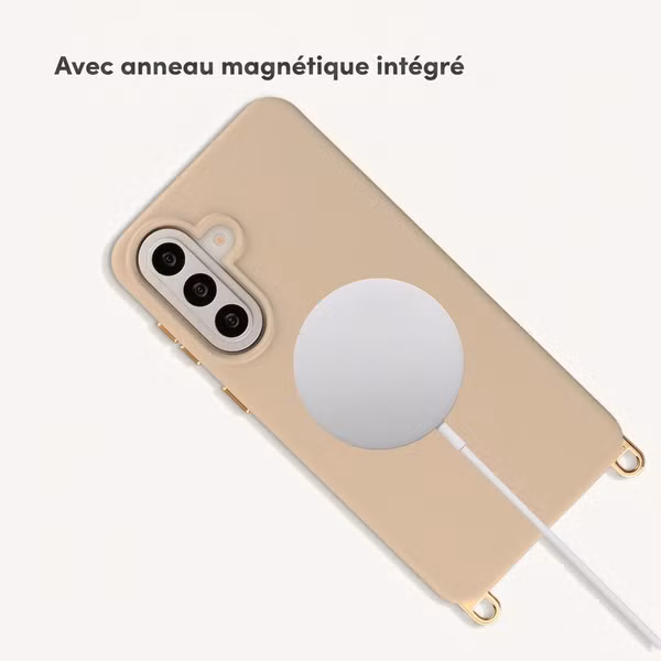 Selencia Coque arrière Rivièra avec MagSafe avec crochets amovibles Samsung Galaxy A57 (5G) - Milky Latte