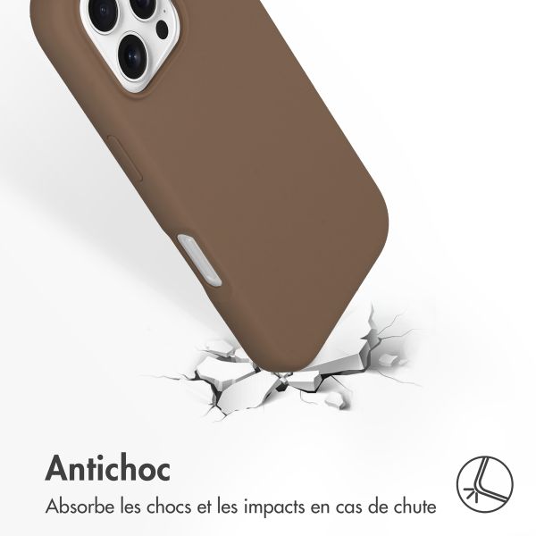 Accezz Coque Liquid Silicone avec MagSafe Apple iPhone 16 Pro Max - Marron clair