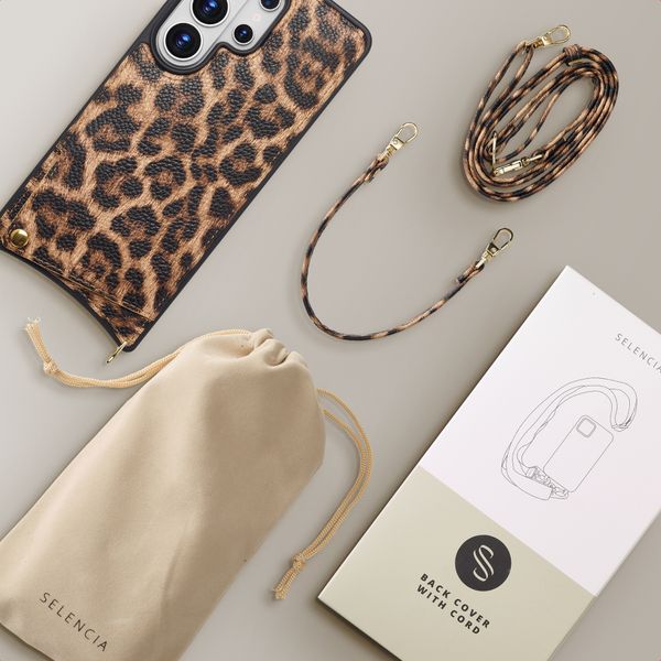 Selencia Coque de télephone Nova avec cordon et porte-cartes Samsung Galaxy S26 Ultra - Leopard