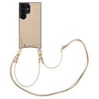 Selencia Coque de télephone Nova Croco avec cordon et porte-cartes Samsung Galaxy S24 Ultra - Beige