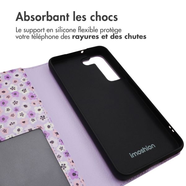 imoshion Étui de télephone portefeuille Design Samsung Galaxy S22 - Purple Flowers