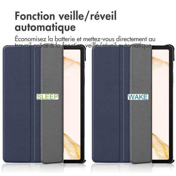 imoshion Coque tablette Trifold Samsung Galaxy Tab S8 / S7 - Bleu foncé
