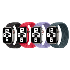 Apple 4 Pack Bracelet Solo tressé Apple Watch | 38/40/41/42 mm - Taille 3 - Black Unity/ (PRODUCT)RED/ Lavender/ Lake Green