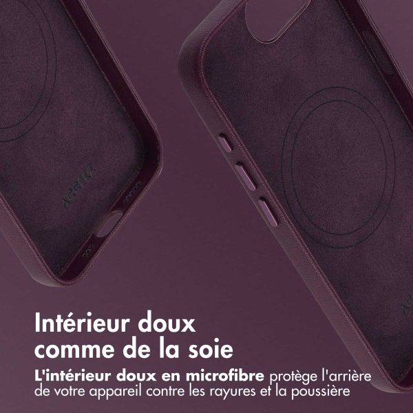 Accezz Coque arrière en cuir avec MagSafe Apple iPhone 17e / 16e - Heath Purple
