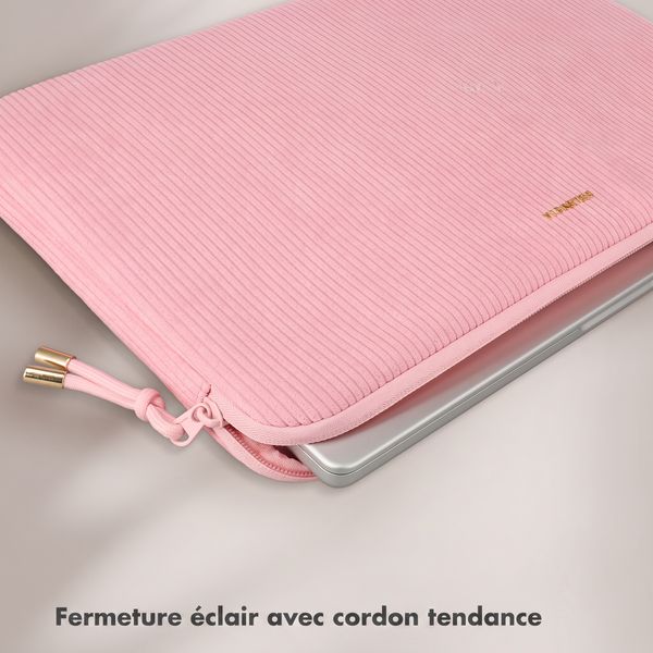 Selencia Pochette ordinateur Corduroy 15-16 pouces - Soft Blush