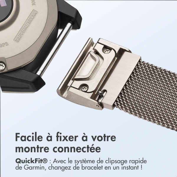 imoshion Bracelet QuickFit® Milanais  - Connexion Garmin 22 mm - Taille L/XL - Starlight