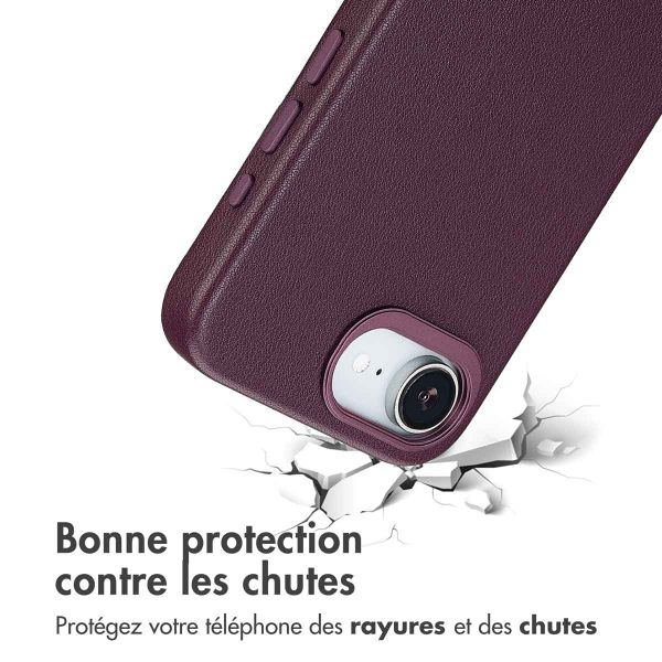 Accezz Coque arrière en cuir avec MagSafe Apple iPhone 17e / 16e - Heath Purple