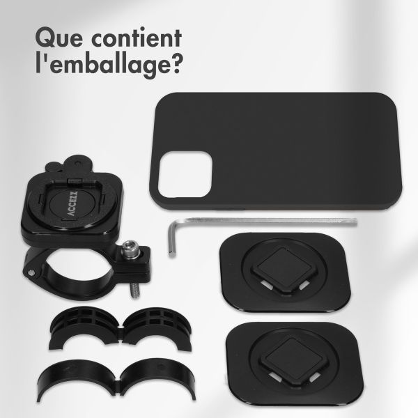 Accezz Support de téléphone EasyLock pour vélo avec coque Apple iPhone 15 Pro - Rotation à 360° - Noir