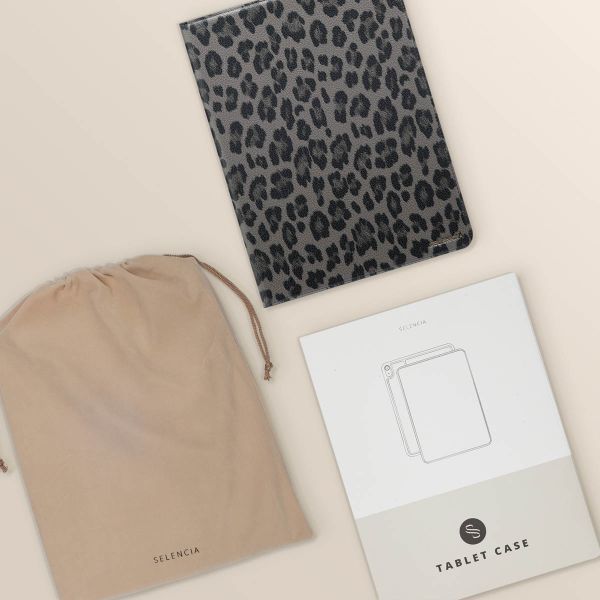 Selencia Coque tablette Sabi avec imprimé léopard Apple iPad 9 (2021) 10.2 pouces / iPad 8 (2020) 10.2 pouces / iPad 7 (2019) 10.2 pouces - Midnight Black