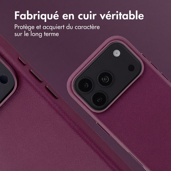 Accezz Coque arrière en cuir avec MagSafe Apple iPhone 18 Pro Max / 17 Pro Max - Heath Purple