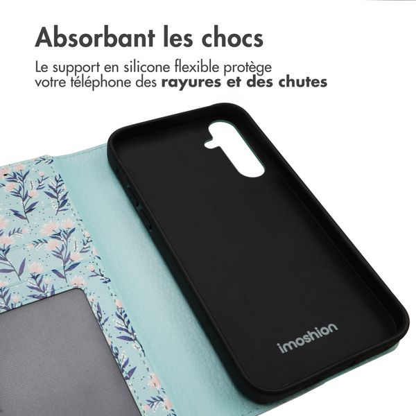 imoshion Étui de télephone portefeuille Design Samsung Galaxy A25 (5G) - Blue Flowers