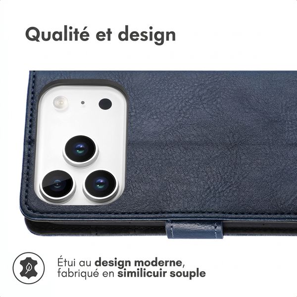 imoshion Étui de télephone portefeuille de luxe Apple iPhone 18 Pro Max / 17 Pro Max - Bleu foncé