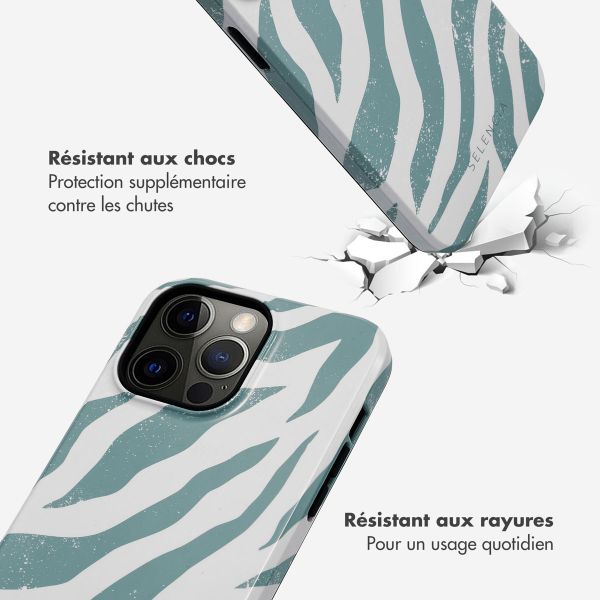 Selencia Coque arrière Vivid Apple iPhone 14 Pro Max - Colorful Zebra Pine Blue