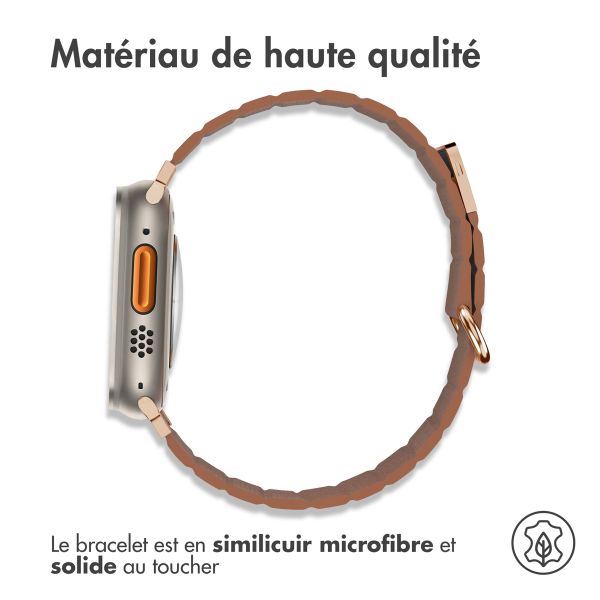 imoshion Bracelet en cuir magnétique Apple Watch | 44/45/46/49 mm - Marron