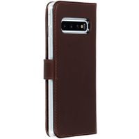 Selencia Étui portefeuille en cuir véritable Samsung Galaxy S10 - Marron