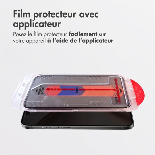 Accezz Protection d'écran en verre trempé avec filtre de confidentialité + Applicateur Apple iPhone Duo