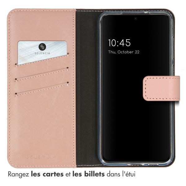 Selencia Étui portefeuille en cuir véritable Samsung Galaxy S23 Plus - Dusty Pink